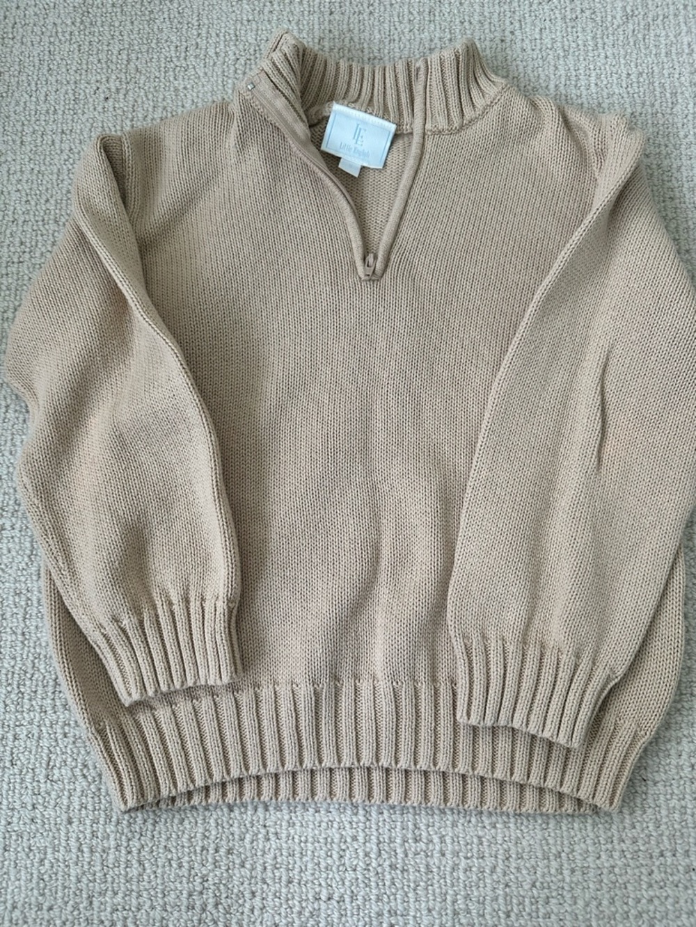 Little English Tan Half-Zip Cowl Sweater